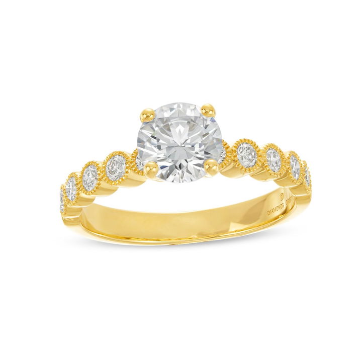 Yellow Gold 14K Bezel Milgrain Engagement Setting by Diamonds Direct Designs
