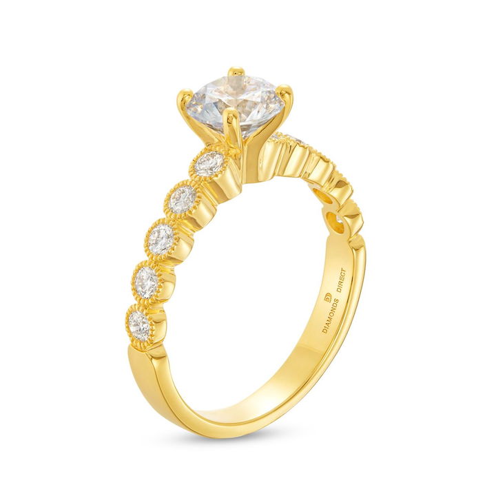 Yellow Gold 14K Bezel Milgrain Engagement Setting by Diamonds Direct Designs