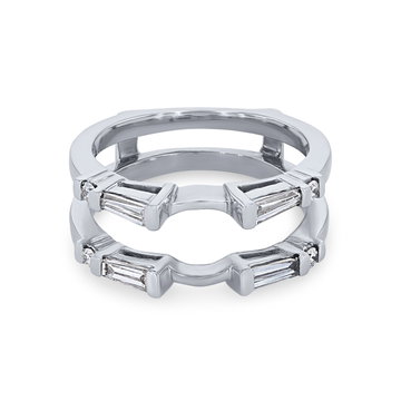True Romance Baguette and Round Diamond Ring Guard In White Gold 14K
