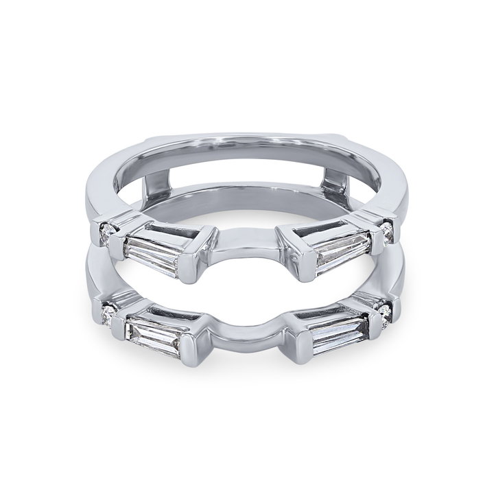 True Romance Baguette and Round Diamond Ring Guard In White Gold 14K