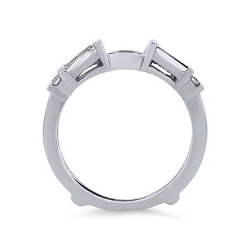 True Romance Baguette and Round Diamond Ring Guard In White Gold 14K