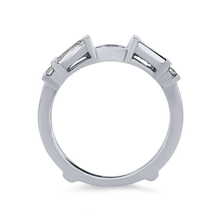 True Romance Baguette and Round Diamond Ring Guard In White Gold 14K