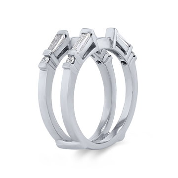 True Romance Baguette and Round Diamond Ring Guard In White Gold 14K