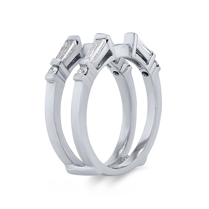 True Romance Baguette and Round Diamond Ring Guard In White Gold 14K