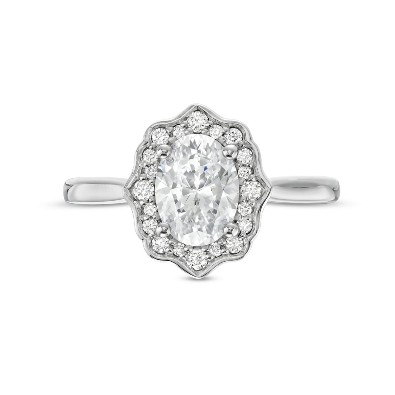 Art Deco Halo Solitaire Engagement Setting by Adorette