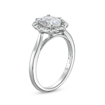 Art Deco Halo Solitaire Engagement Setting by Adorette In White Gold 14K