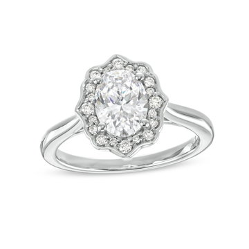 Art Deco Halo Solitaire Engagement Setting by Adorette In White Gold 14K