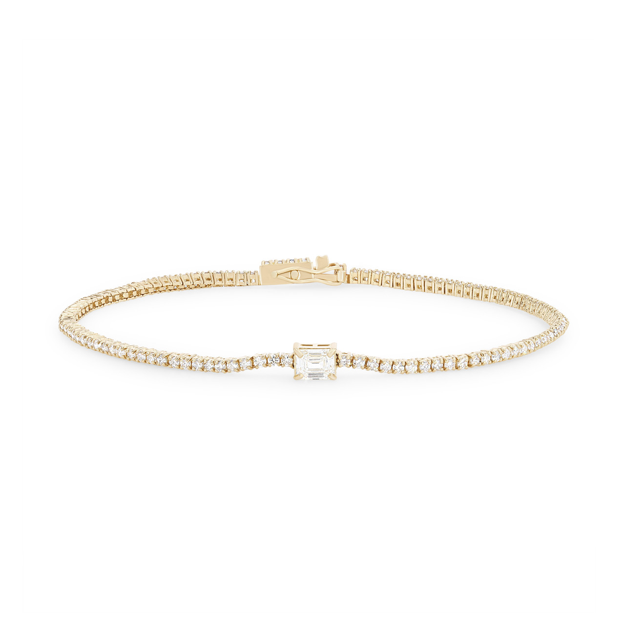 Emerald and Round Diamond Tennis Bracelet