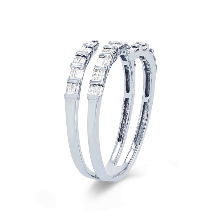 Baguette Diamond Bypass Ring In White Gold 18K