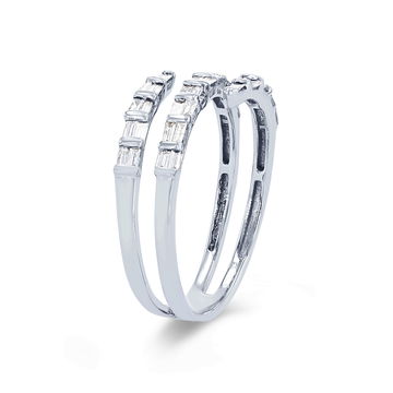 Baguette Diamond Bypass Ring In White Gold 18K