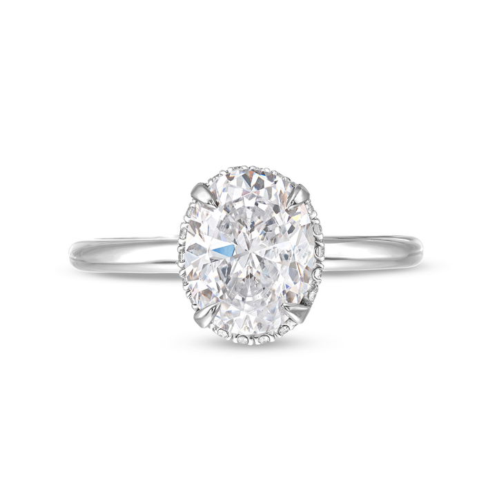 White Gold 18K Michael M. Crown Solitaire Hidden Halo Engagement Setting