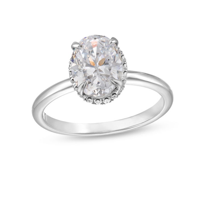 White Gold 18K Michael M. Crown Solitaire Hidden Halo Engagement Setting