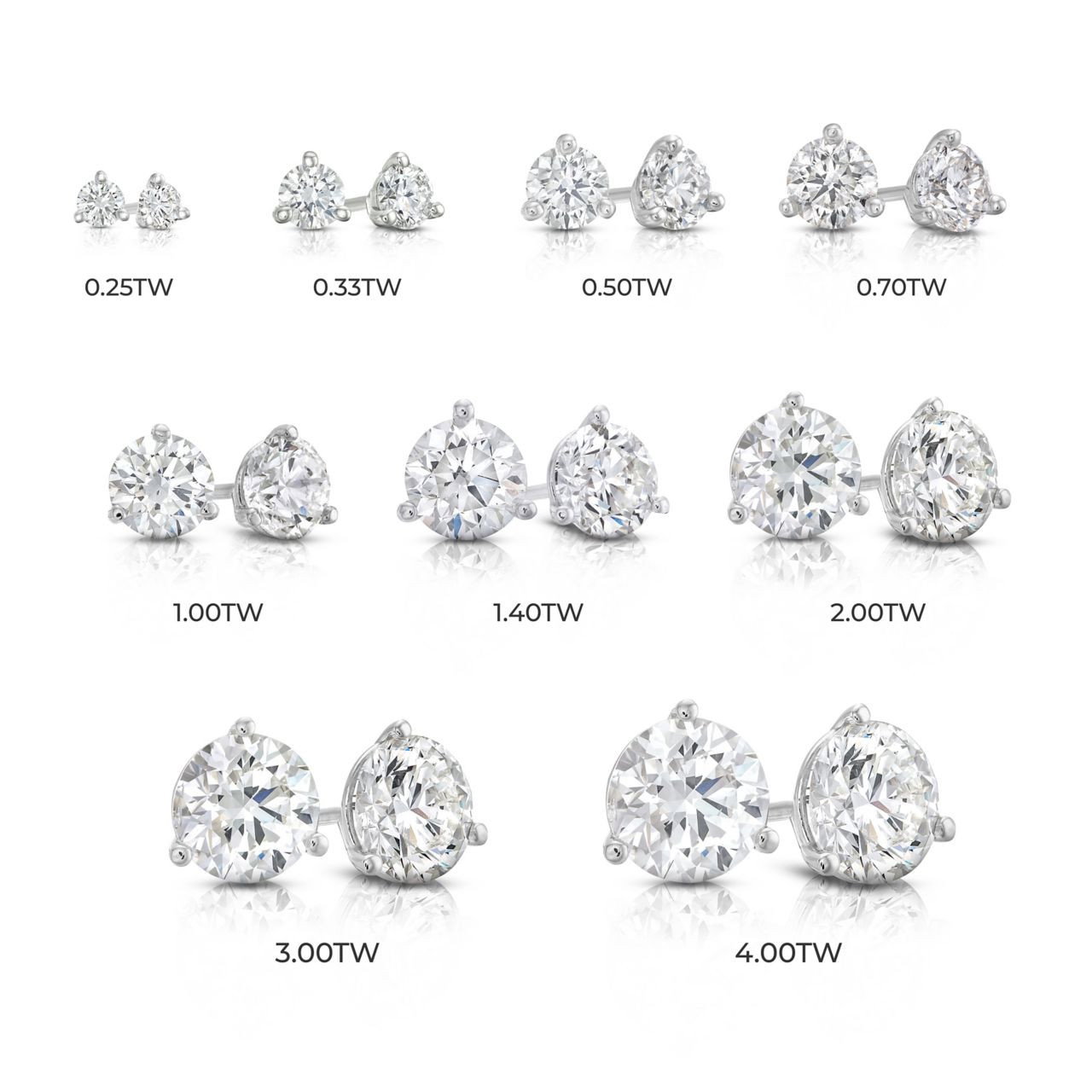 Three Prong Round Diamond Stud Earrings 2