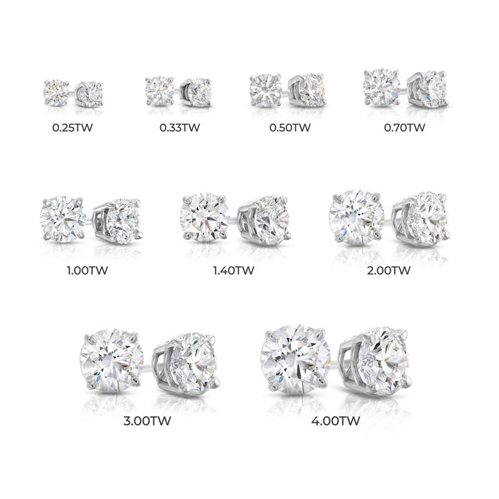 White Gold 14K Four Prong Round Diamond Stud Earrings