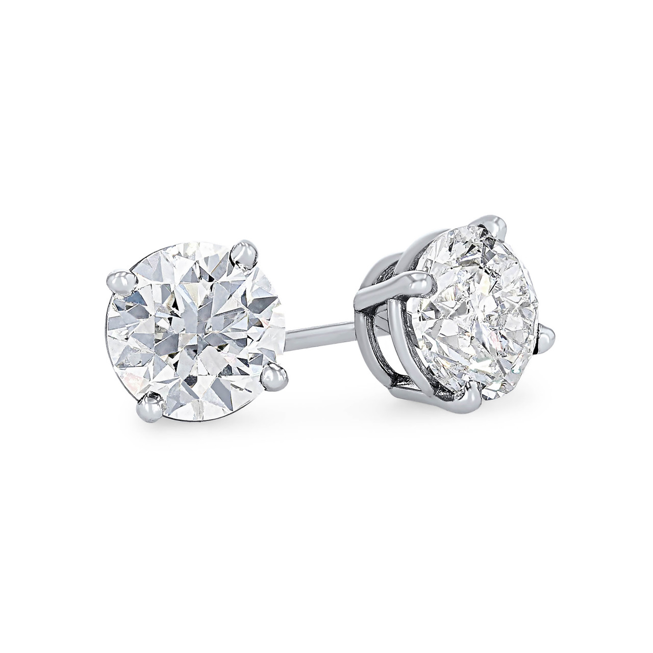 Four Prong Round Diamond Stud Earrings 0