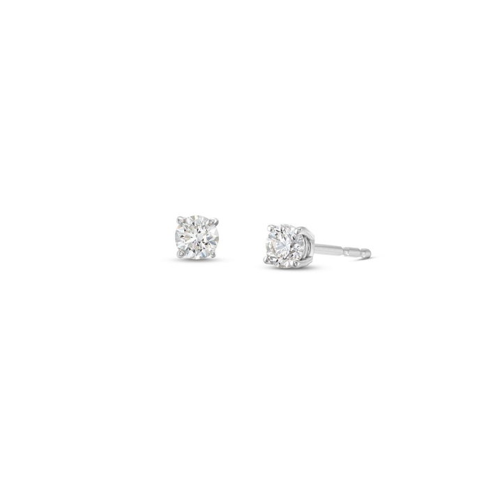 Four Prong Round Diamond Stud Earrings In White Gold 14K