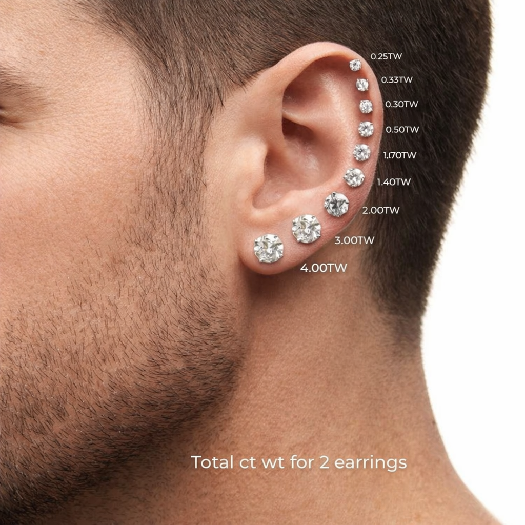 Four Prong Round Diamond Stud Earrings 2
