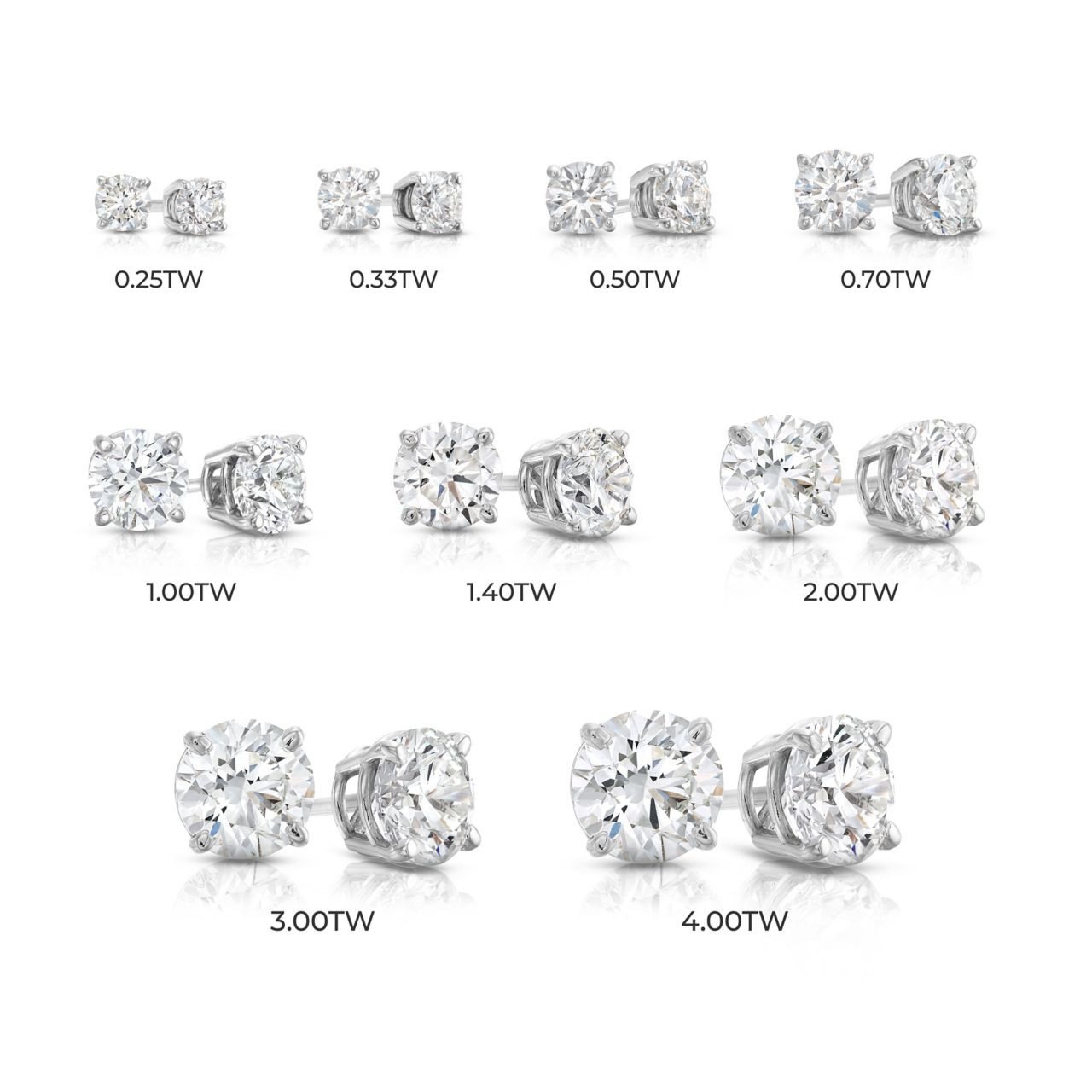 Four Prong Round Diamond Stud Earrings 3
