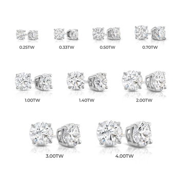 Four Prong Round Diamond Stud Earrings In White Gold 14K