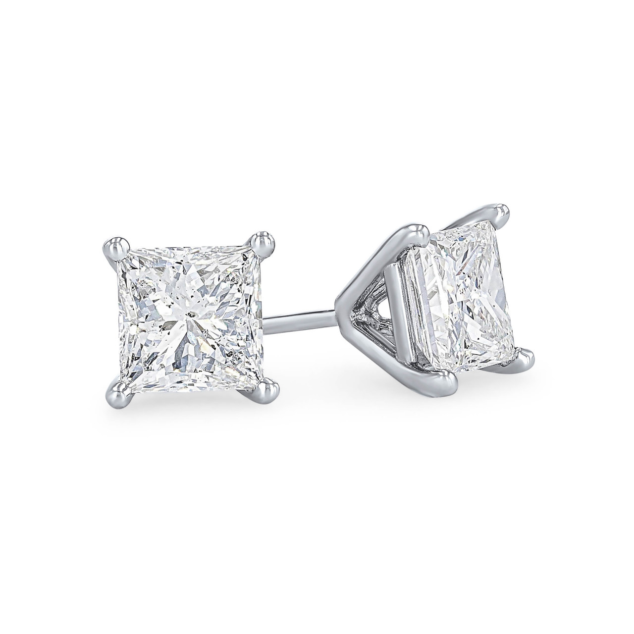 Princess Diamond Stud Earrings 0