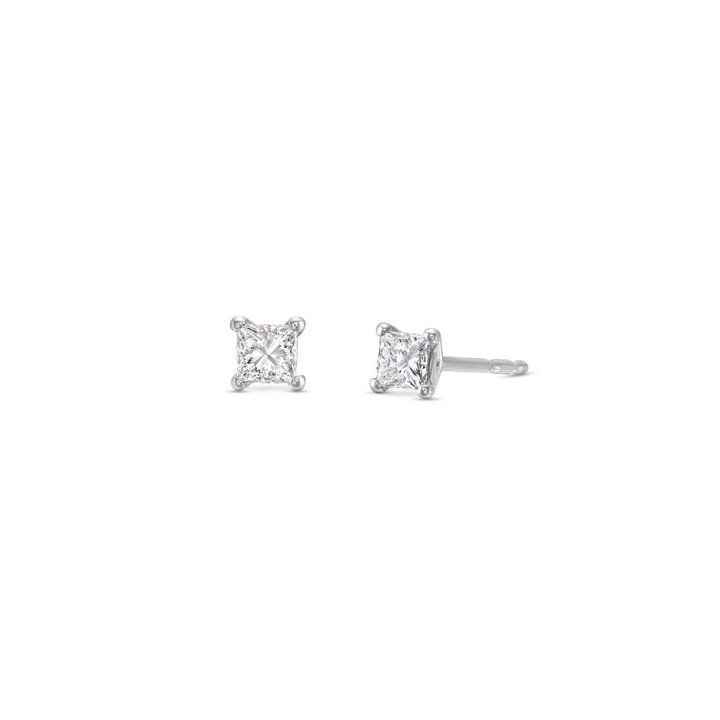 Princess Diamond Stud Earrings In White Gold 14K