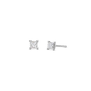Princess Diamond Stud Earrings In White Gold 14K