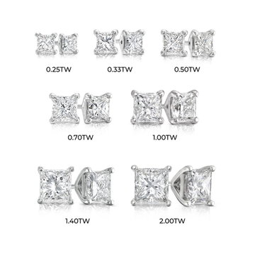 Princess Diamond Stud Earrings In White Gold 14K