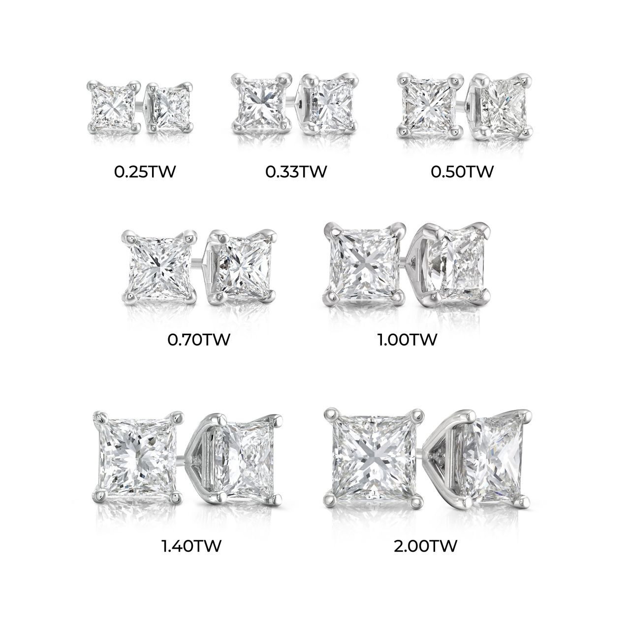 Princess Diamond Stud Earrings 2
