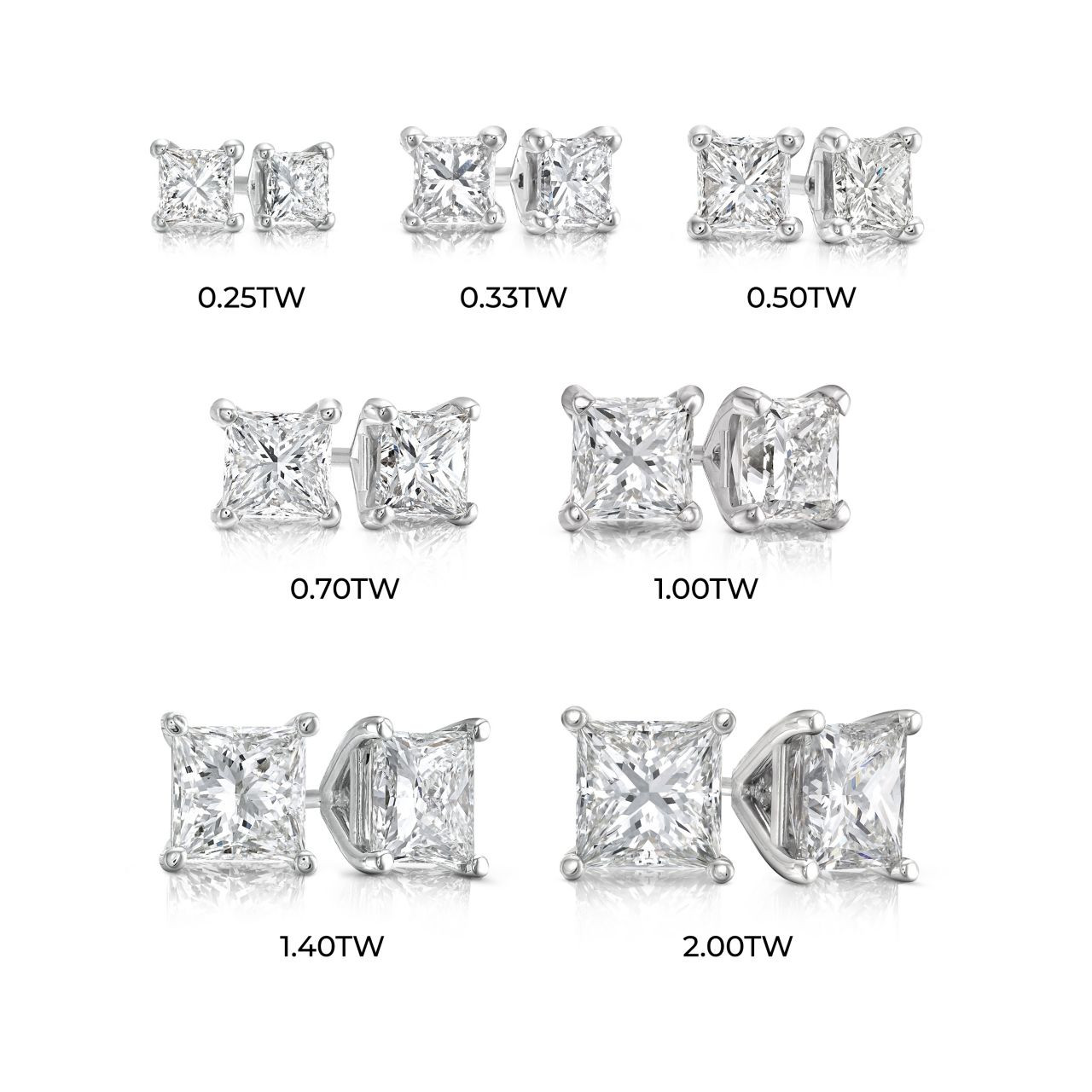 Princess Diamond Stud Earrings 2