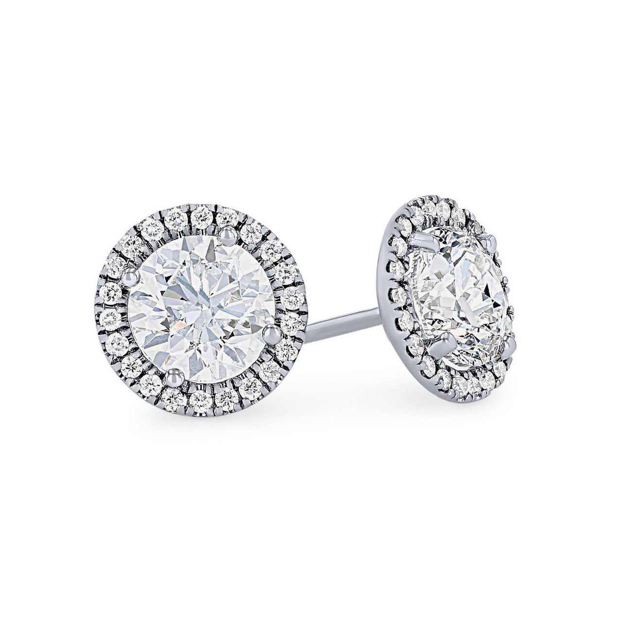 Halo Round Diamond Stud Earrings 0