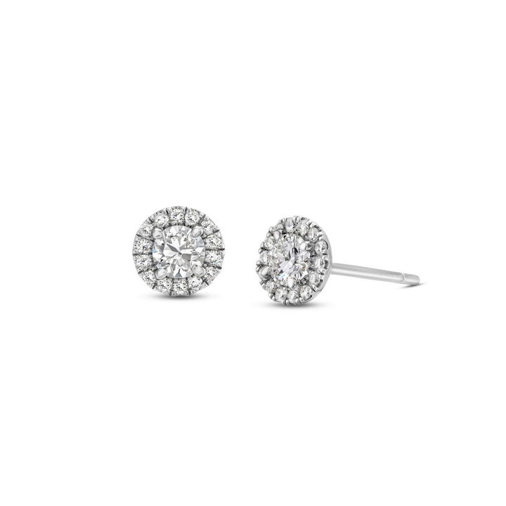 White Gold 14K Diamond Halo Stud Earrings