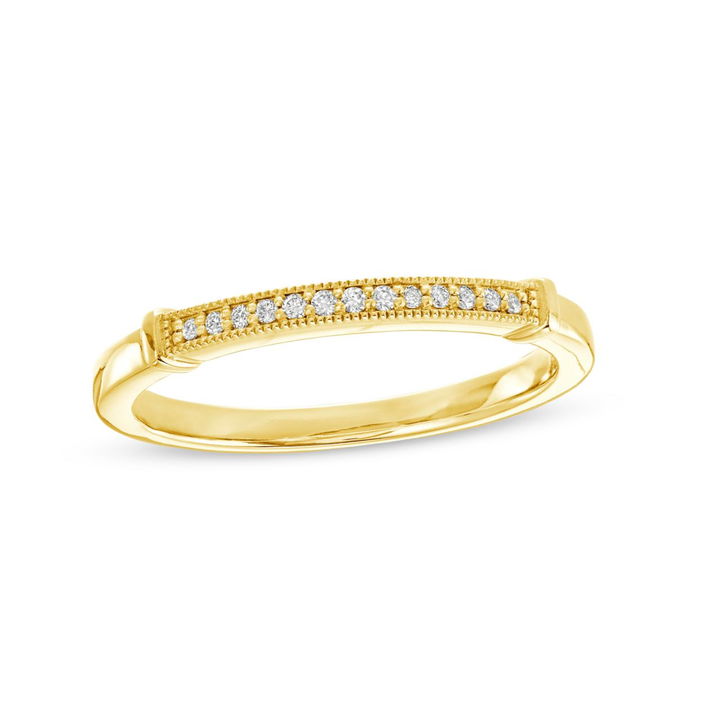 Yellow Gold 14K Beadset Milgrain Wedding Band by Diamonds Direct Designs