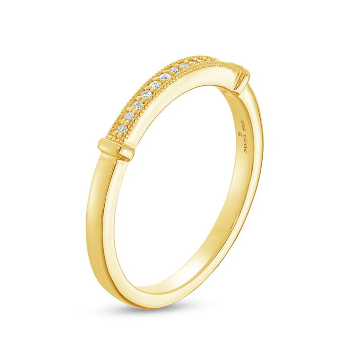 Yellow Gold 14K Beadset Milgrain Wedding Band by Diamonds Direct Designs