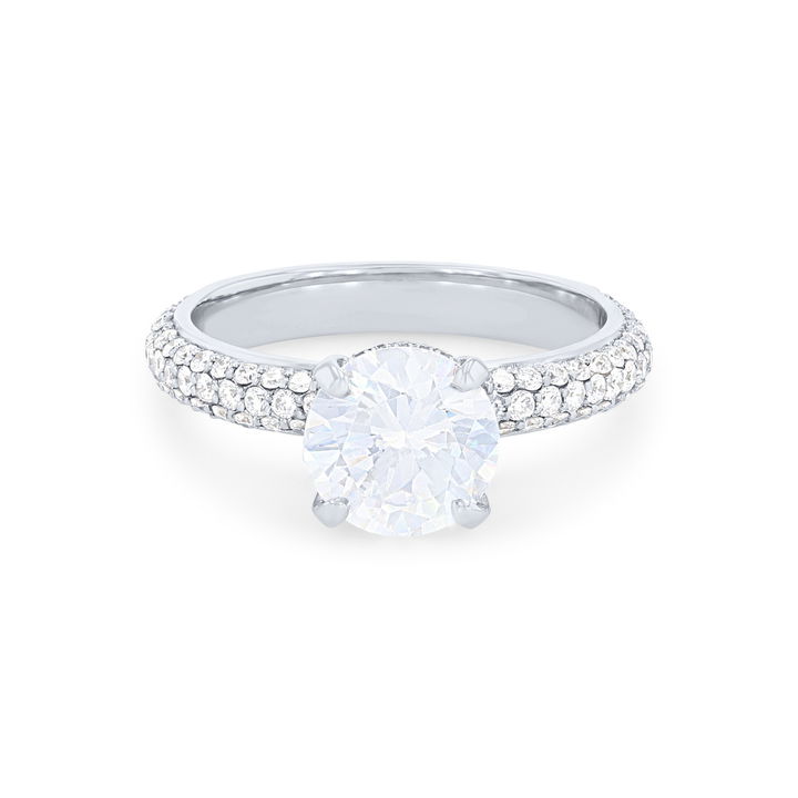 Yellow Gold 18K Michael M. Crown Pave Three Row Engagement Setting