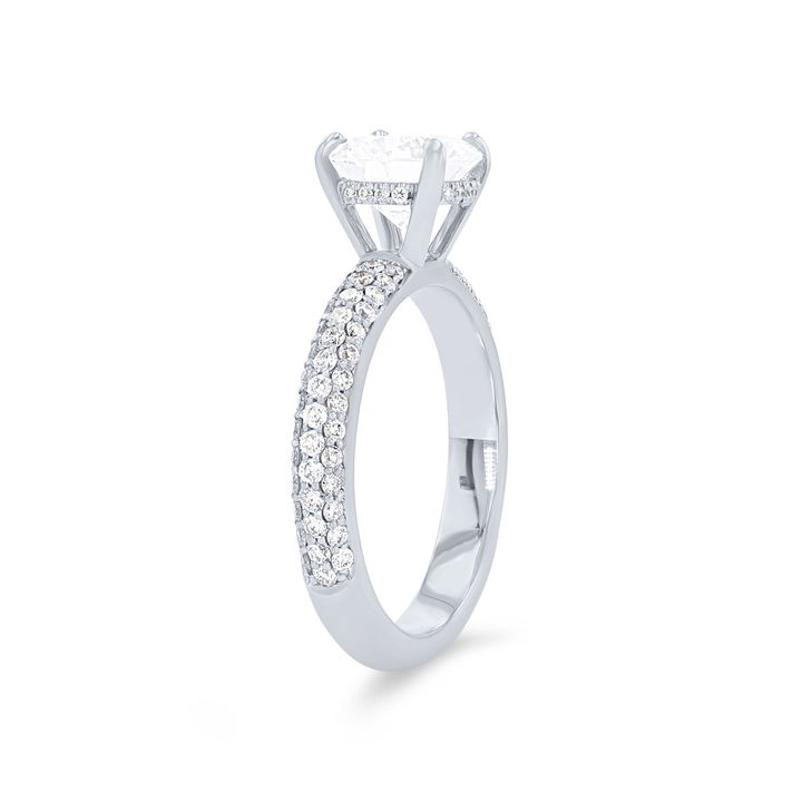 Yellow Gold 18K Michael M. Crown Pave Three Row Engagement Setting
