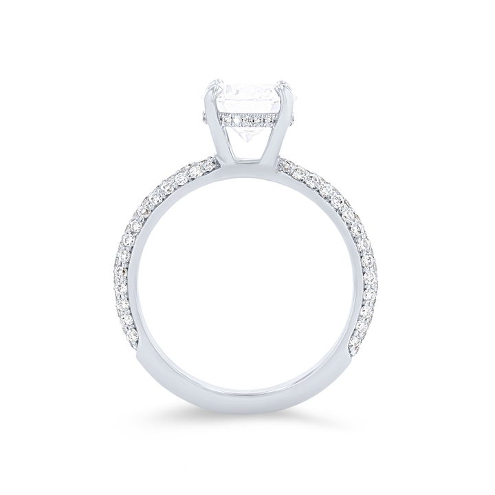 Yellow Gold 18K Michael M. Crown Pave Three Row Engagement Setting