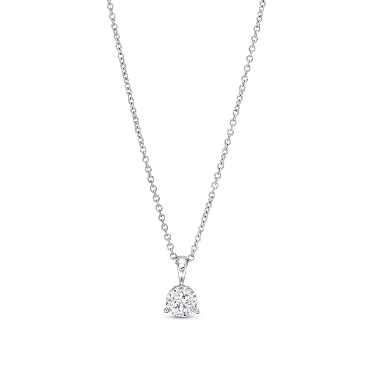 Three Prong Diamond Solitaire Pendant Necklace 0