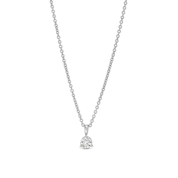 White Gold 14K Three Prong Diamond Solitaire Pendant