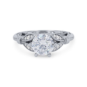Artcarved Floral Six Prong Engagement Setting In White Gold 14K