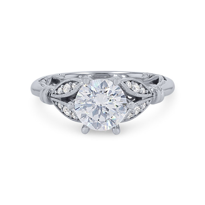 Artcarved Floral Six Prong Engagement Setting In White Gold 14K