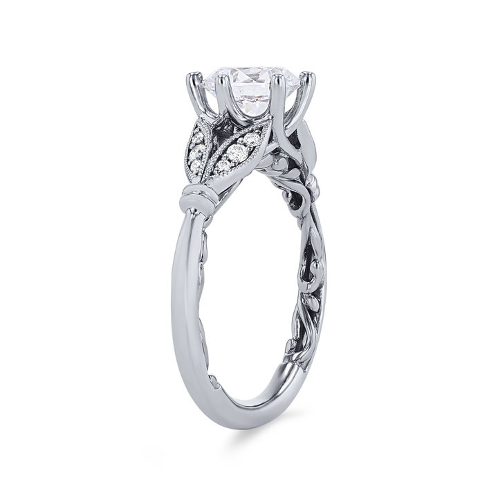 Artcarved Floral Six Prong Engagement Setting In White Gold 14K