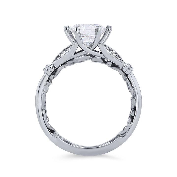 Artcarved Floral Six Prong Engagement Setting In White Gold 14K