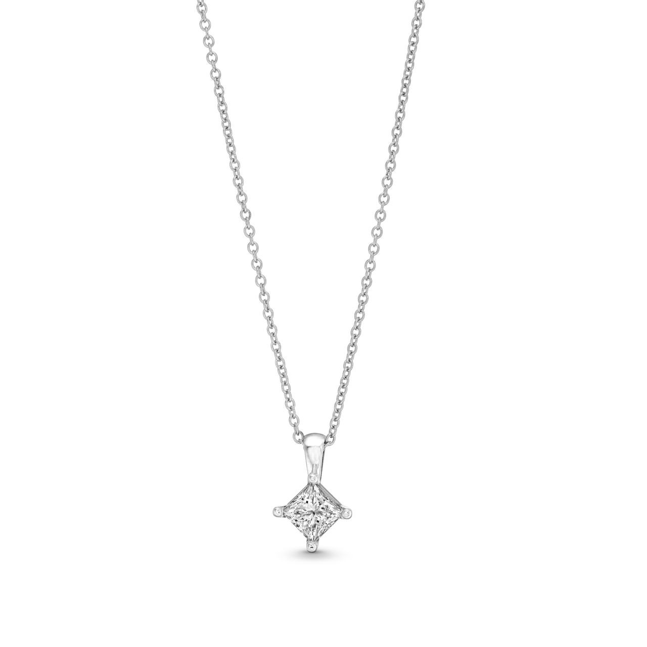Princess Diamond Solitaire Pendant Necklace 0