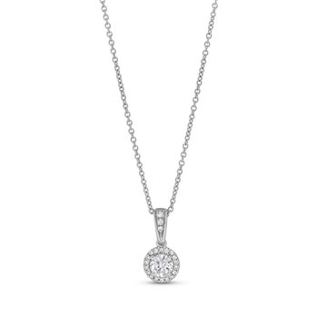 Diamond Halo Pendant Necklace In White Gold 14K