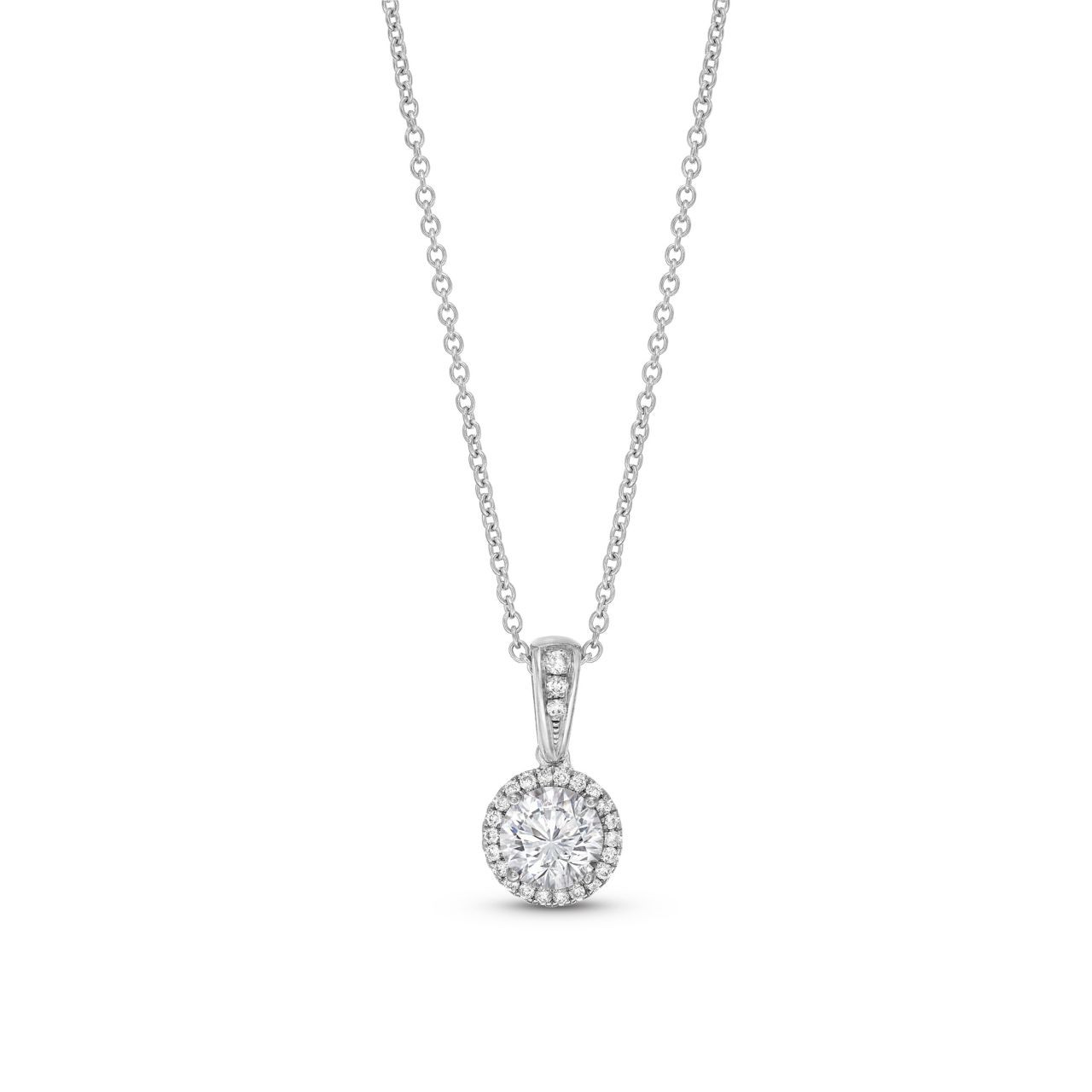 Diamond Halo Pendant Necklace 0