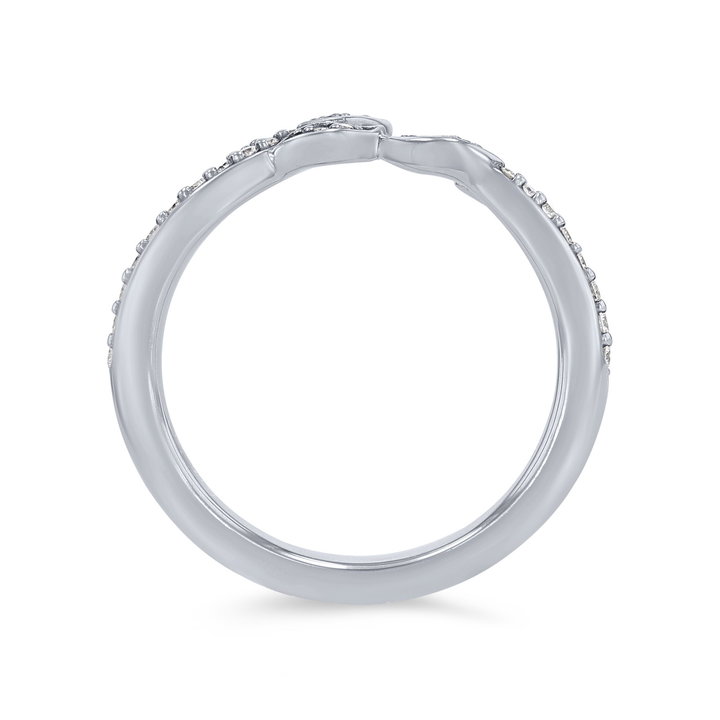 Artcarved Floral Pave Contour Wedding Band In White Gold 14K