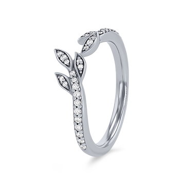 Artcarved Floral Pave Contour Wedding Band In White Gold 14K
