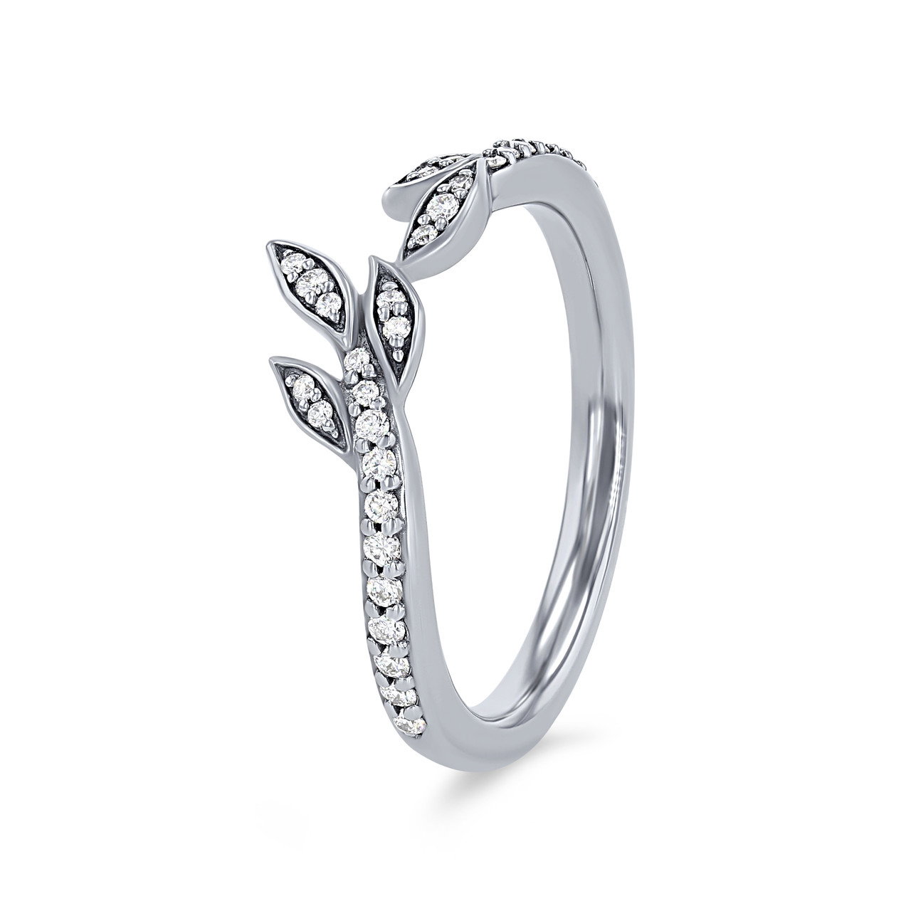 Artcarved Floral Pave Contour Wedding Band 1