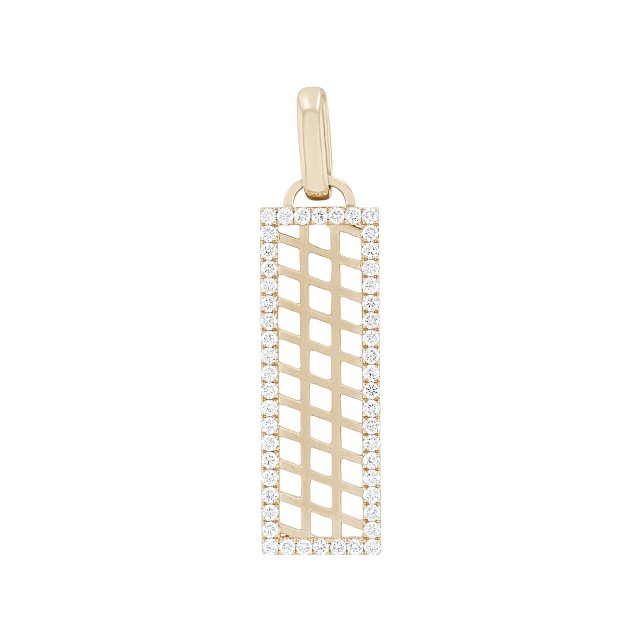 Diamond Border Vertical Bar Pendant 0
