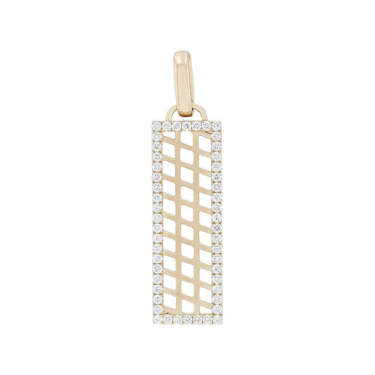 Diamond Border Vertical Bar Pendant 0